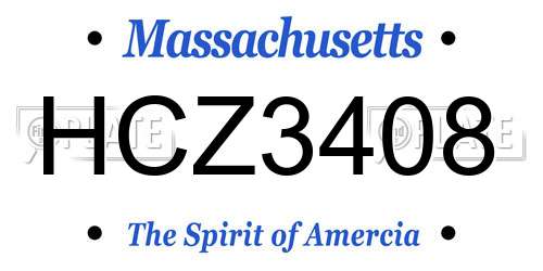 HCZ3408 Massachusetts License Plate