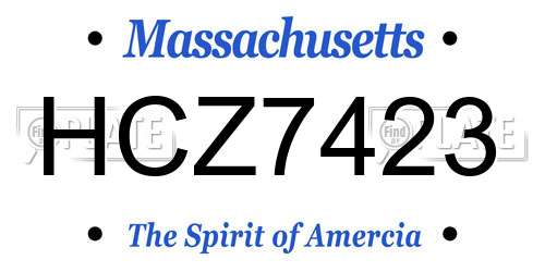 HCZ7423 Massachusetts License Plate