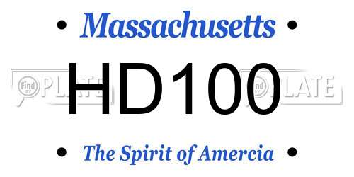 HD100 Massachusetts License Plate