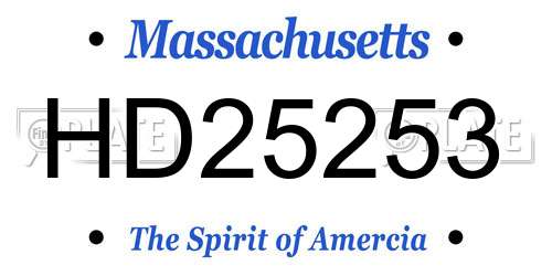 HD25253 Massachusetts License Plate