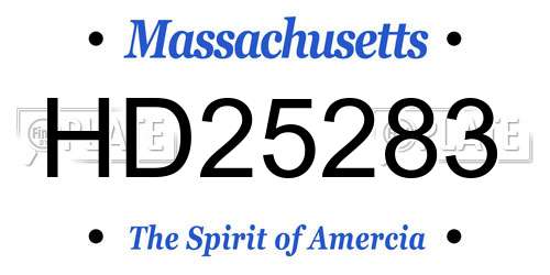 HD25283 Massachusetts License Plate
