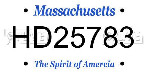 HD25783 Massachusetts License Plate