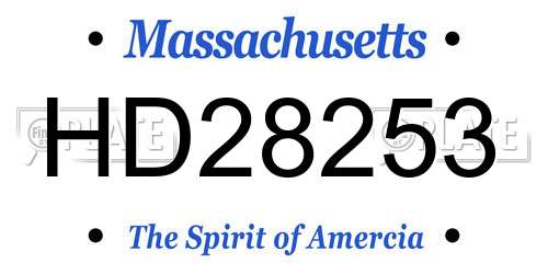 HD28253 Massachusetts License Plate