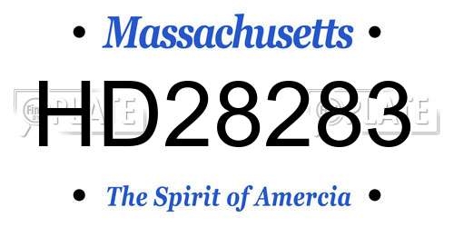 HD28283 Massachusetts License Plate