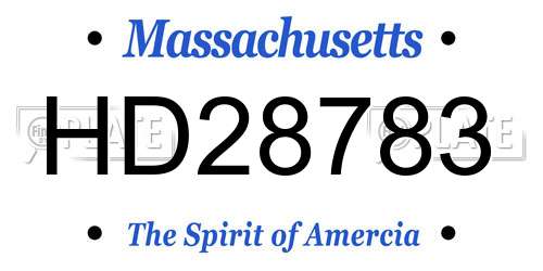 HD28783 Massachusetts License Plate