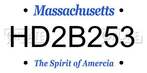 HD2B253 Massachusetts License Plate