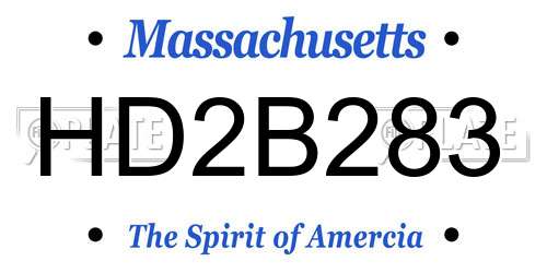 HD2B283 Massachusetts License Plate