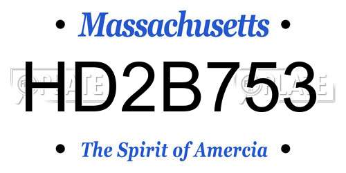 HD2B753 Massachusetts License Plate