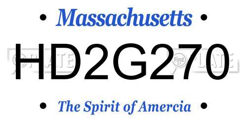 HD2G270 Massachusetts License Plate