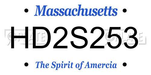 HD2S253 Massachusetts License Plate