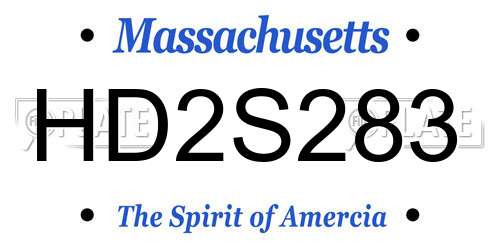 HD2S283 Massachusetts License Plate