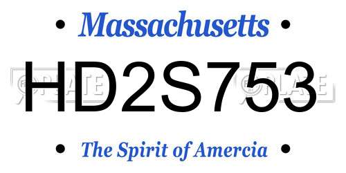 HD2S753 Massachusetts License Plate