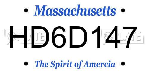 HD6D147 Massachusetts License Plate
