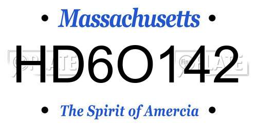 HD6O142 Massachusetts License Plate