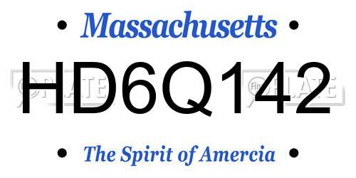 HD6Q142 Massachusetts License Plate