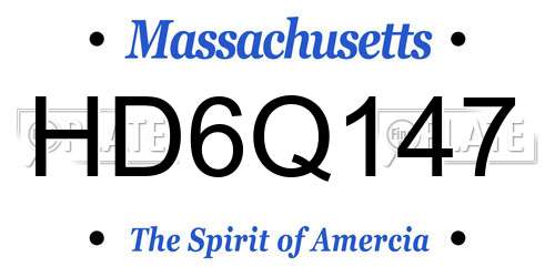 HD6Q147 Massachusetts License Plate