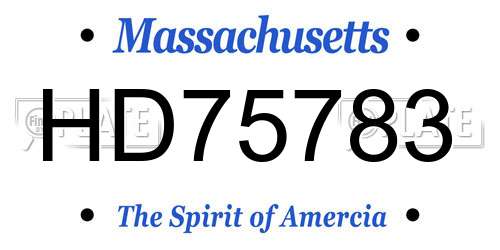 HD75783 Massachusetts License Plate