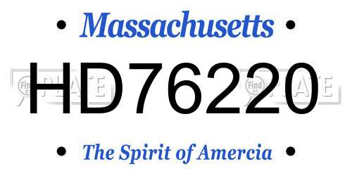 HD76220 Massachusetts License Plate