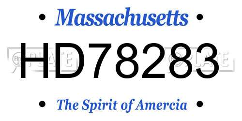 HD78283 Massachusetts License Plate