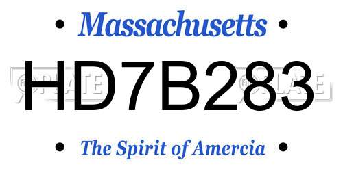 HD7B283 Massachusetts License Plate