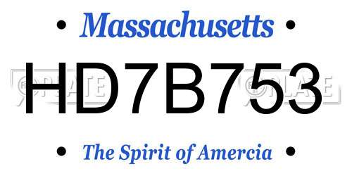 HD7B753 Massachusetts License Plate