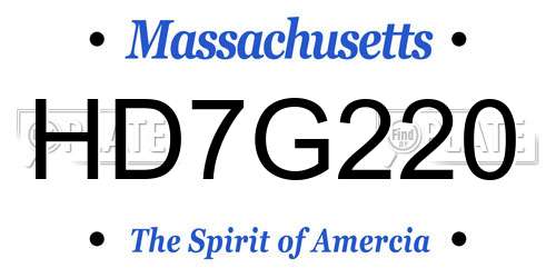 HD7G220 Massachusetts License Plate