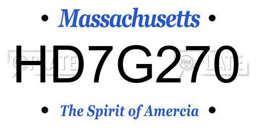 HD7G270 Massachusetts License Plate