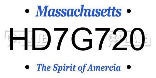 HD7G720 Massachusetts License Plate