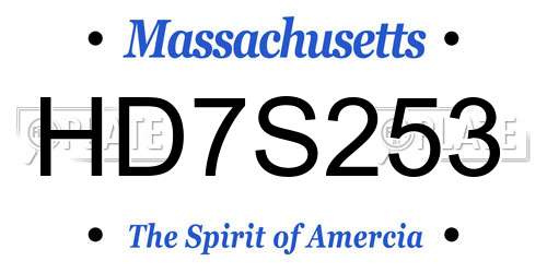 HD7S253 Massachusetts License Plate