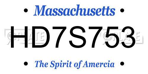HD7S753 Massachusetts License Plate