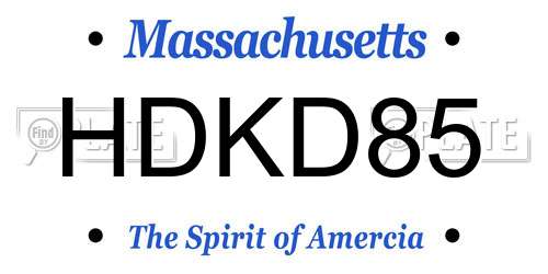 HDKD85 Massachusetts License Plate