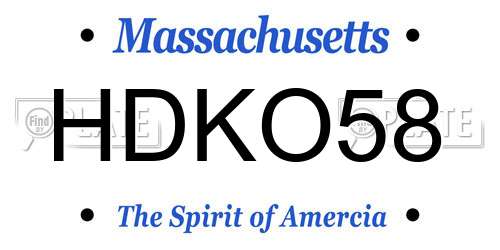 HDKO58 Massachusetts License Plate