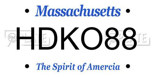 HDKO88 Massachusetts License Plate