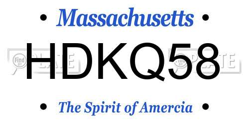 HDKQ58 Massachusetts License Plate