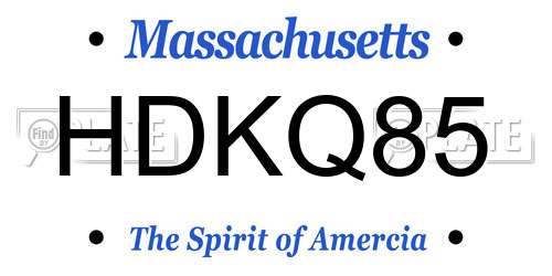 HDKQ85 Massachusetts License Plate