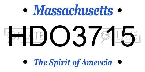HDO3715 Massachusetts License Plate