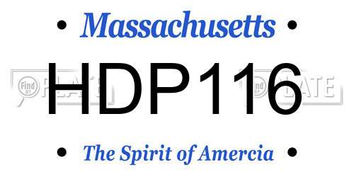 HDP116 Massachusetts License Plate