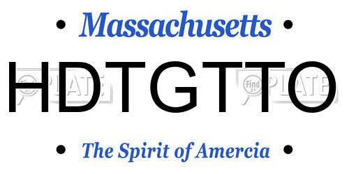 HDTGTTO Massachusetts License Plate