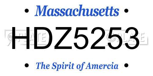 HDZ5253 Massachusetts License Plate