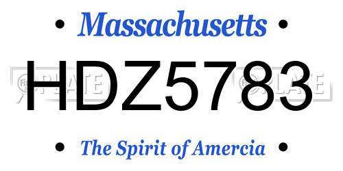 HDZ5783 Massachusetts License Plate