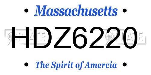 HDZ6220 Massachusetts License Plate