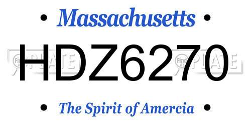 HDZ6270 Massachusetts License Plate