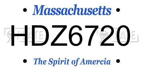 HDZ6720 Massachusetts License Plate