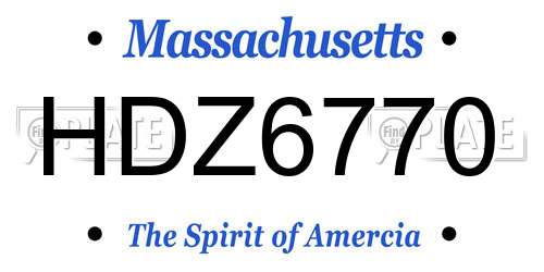 HDZ6770 Massachusetts License Plate