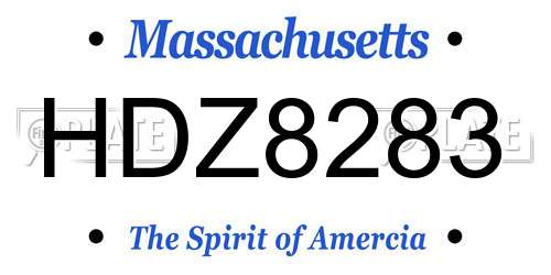 HDZ8283 Massachusetts License Plate