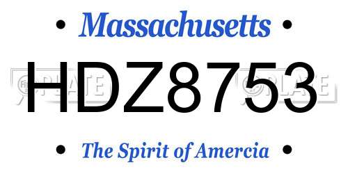 HDZ8753 Massachusetts License Plate