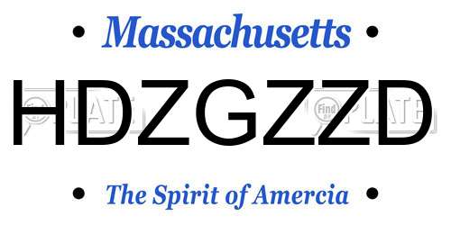 HDZGZZD Massachusetts License Plate
