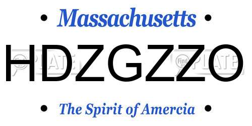 HDZGZZO Massachusetts License Plate