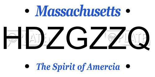 HDZGZZQ Massachusetts License Plate