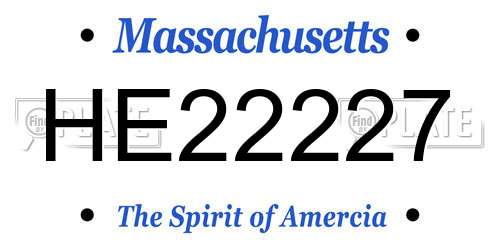 HE22227 Massachusetts License Plate